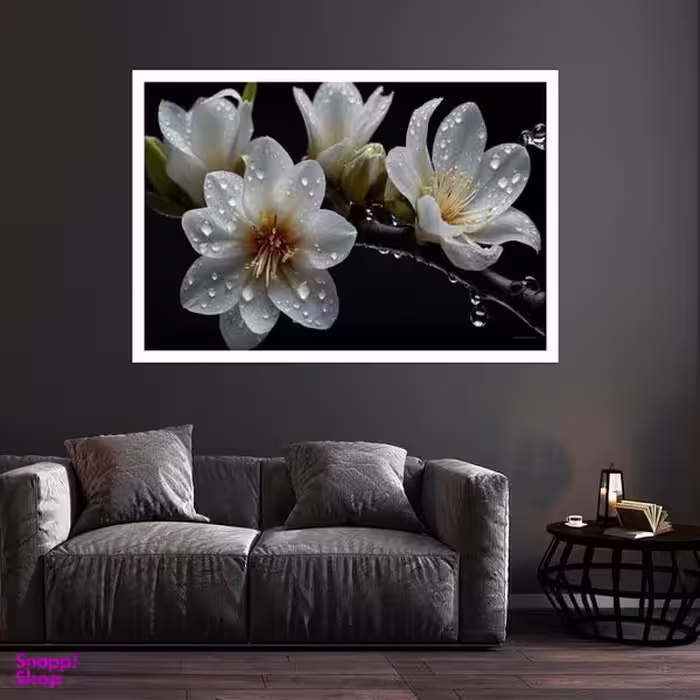 تابلو بکلیت طرح گل و قطره شبنم مدل قاب شاسی W-s8584