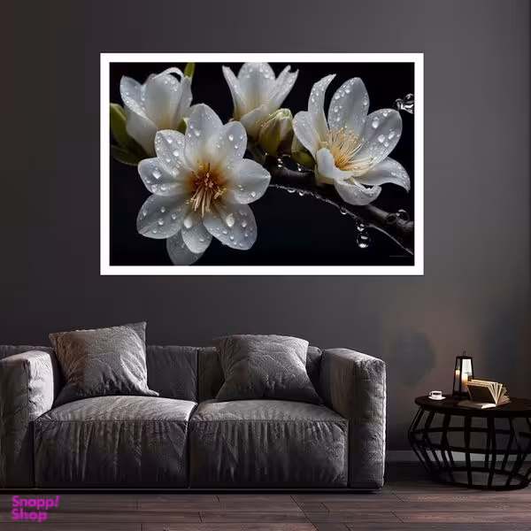 تابلو بکلیت طرح گل و قطره شبنم مدل قاب شاسی W-s8584