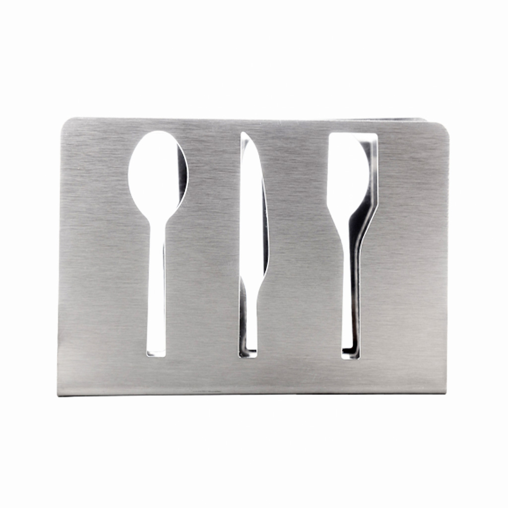 جا دستمال استیل رو میزی طرح قاشق و چنگال یک عددی