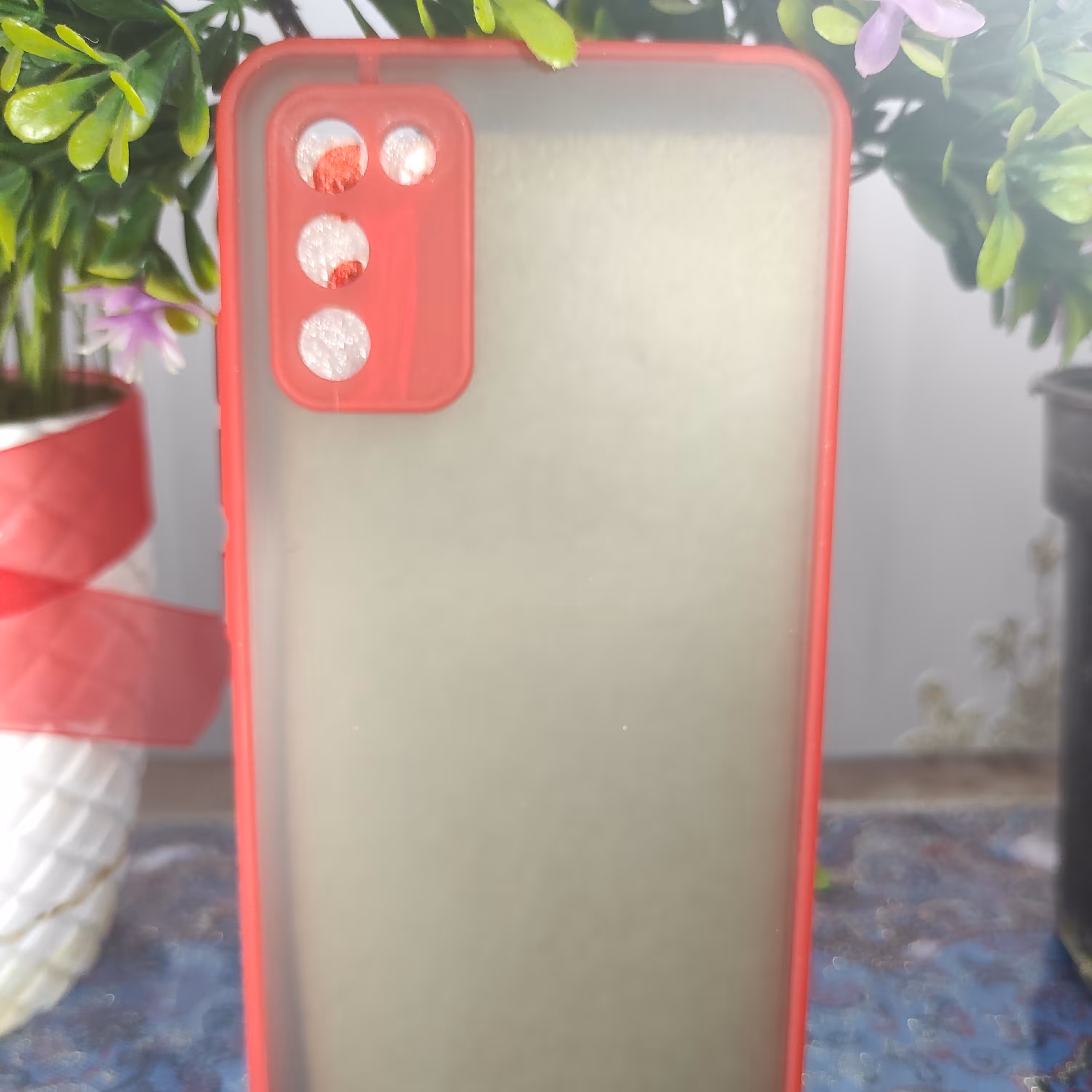 قاب پشت مات محافظ لنز داره مناسب برای سامسونگ A02s رنگ مشکی و قرمز موجود 