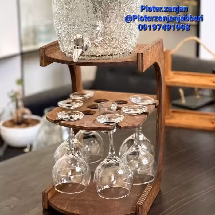 ظروف آبگز،شیشه و چوب 