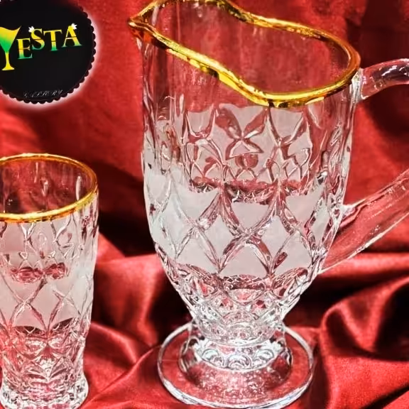 پارچ لیوان آنجلیکا لب طلا 