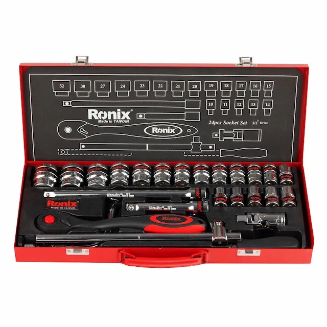 مجموعه 24 عددی آچار و سری بکس 1/2 اینچ رونیکس مدل RH-2624