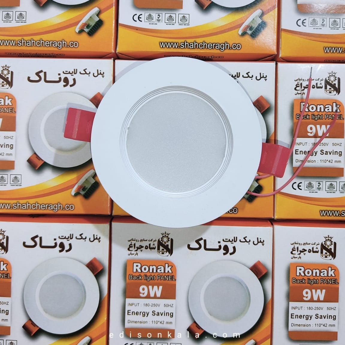 پنل توکار 9 وات دور شیشه رونیکا  شاهچراغ پارسیان  کارتن20 عددی