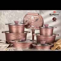 سرویس قابلمه چدن گرانیت 14 پارچه برند راکلند مدل مونیخ رنگ پوست پیازی 