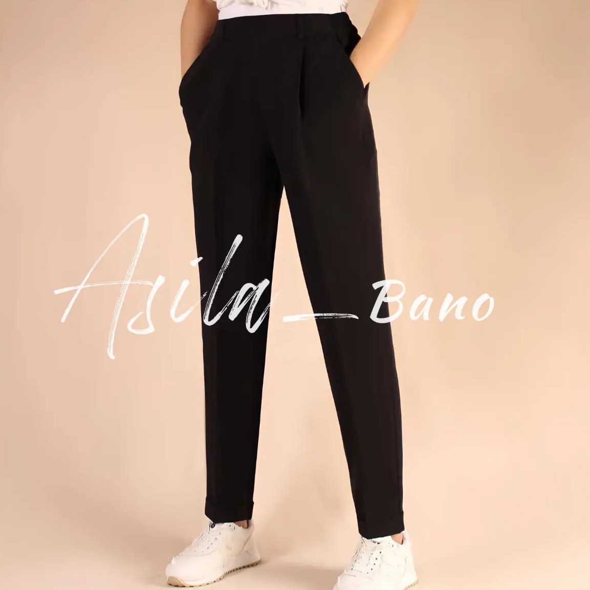شلوار پارچه ای پاکتی کمر کش زنانه مازراتی