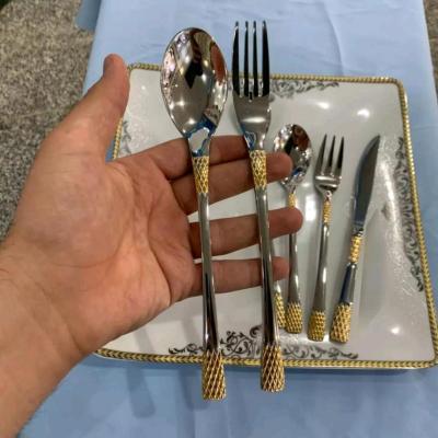 سرویس قاشق و چنگال 24 نفره 120 پارچه نیمه طلایی یونیک ضمانتی اصلی ضخیم