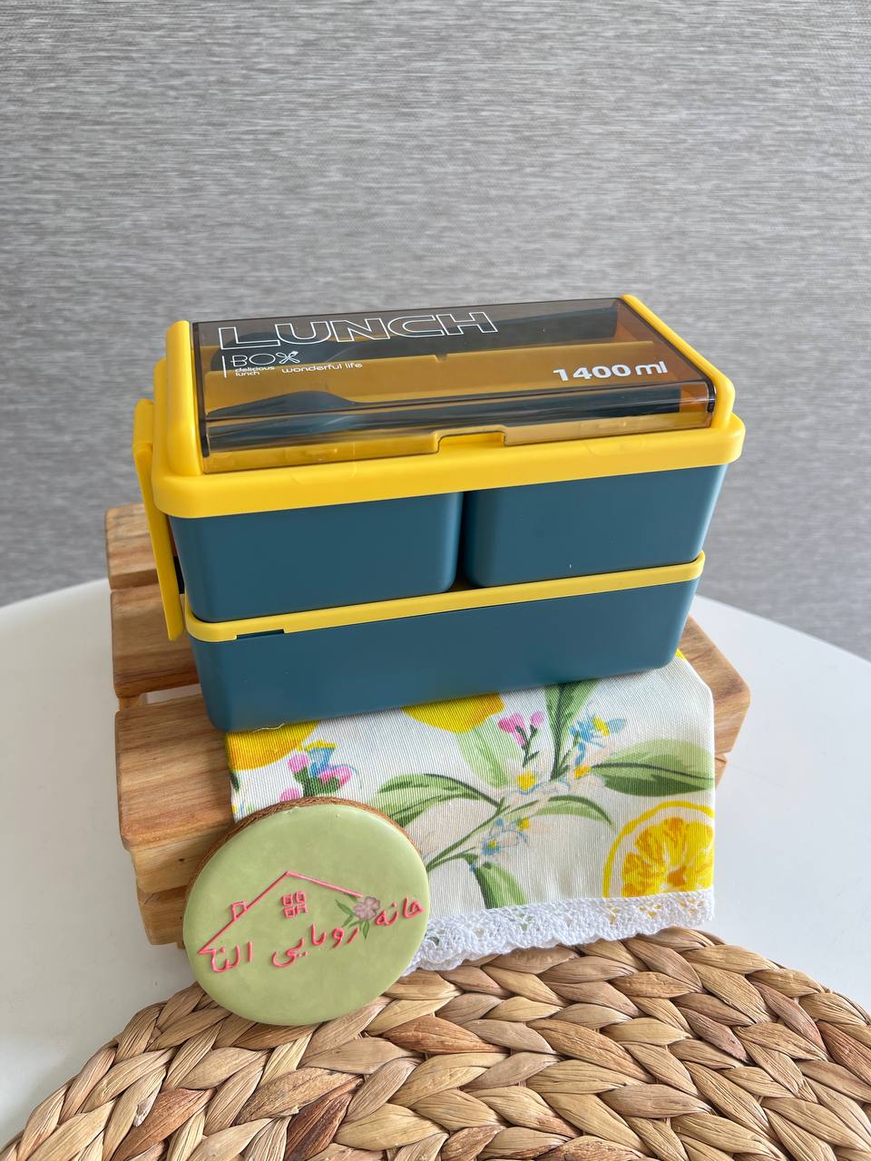 ظرف غذا پلاستیکی دو طبقه کد 140- رنگ آبی