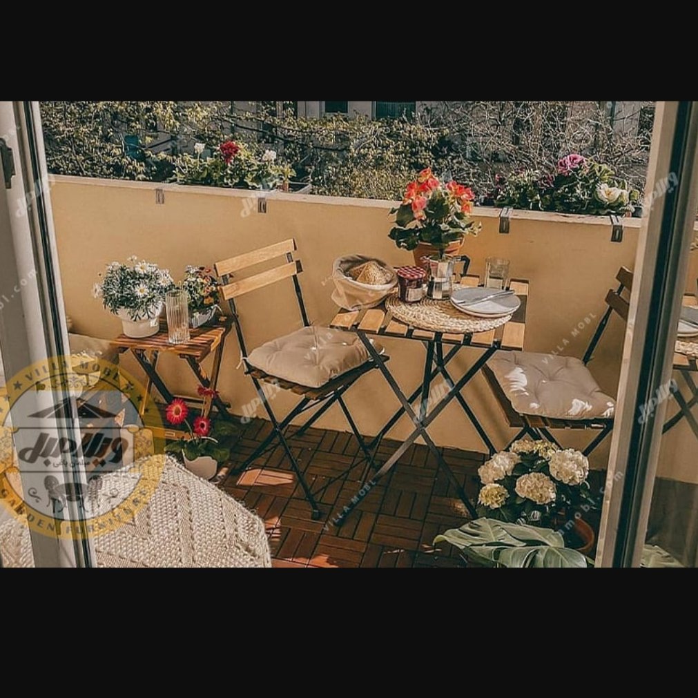 میز و صندلی چوبی فلزی تاشو دو نفره پیچک (پس کرایه)