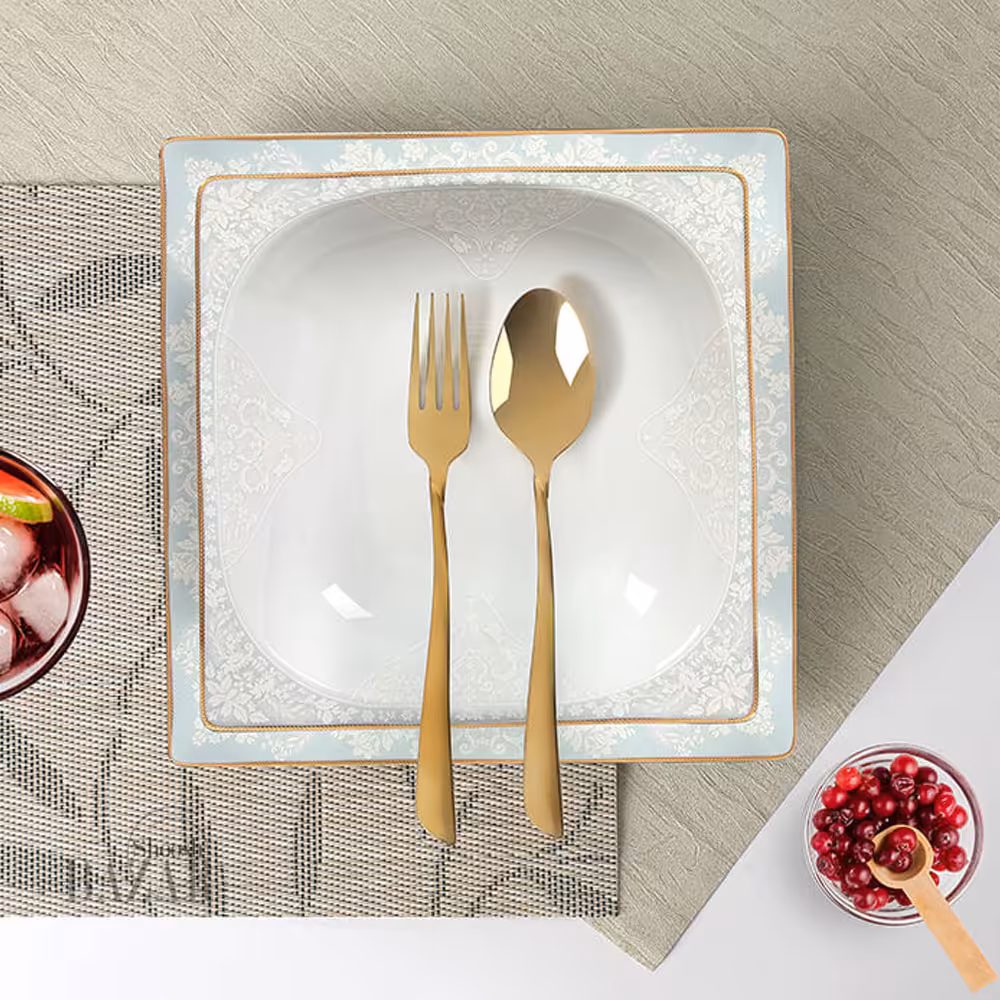 سرویس 30 پارچه چینی پردیس طرح راشل فیروزه ای 6 نفره