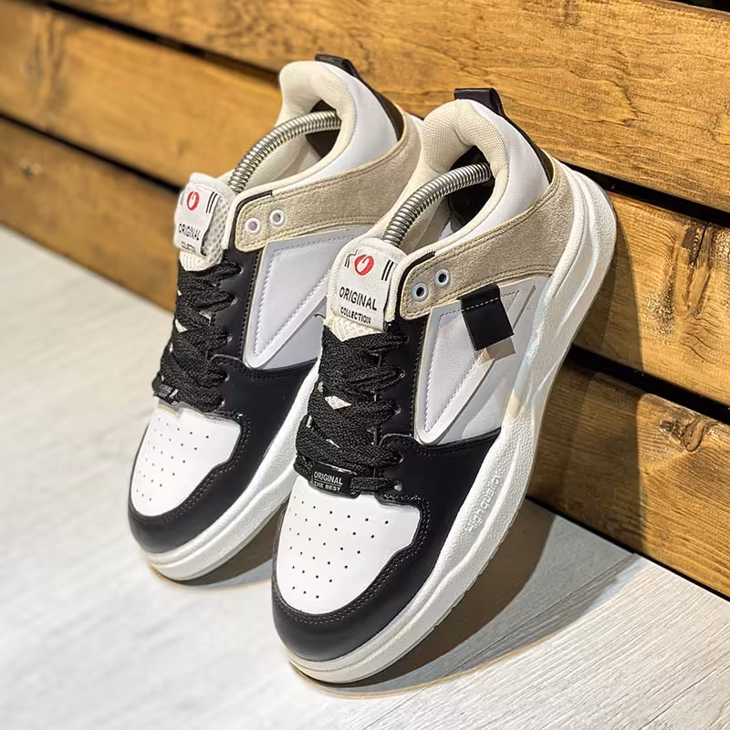 کفش ونس مردانه  رنگ مشکی و کرم رویه چرم و زیره mbr  کد 4926