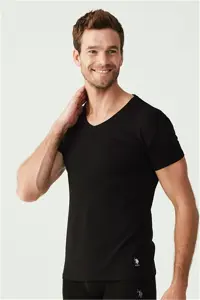 زیرپوش مشکی مردانه ورزشکار بازوی کوتاه 2 U.S. Polo Assn.