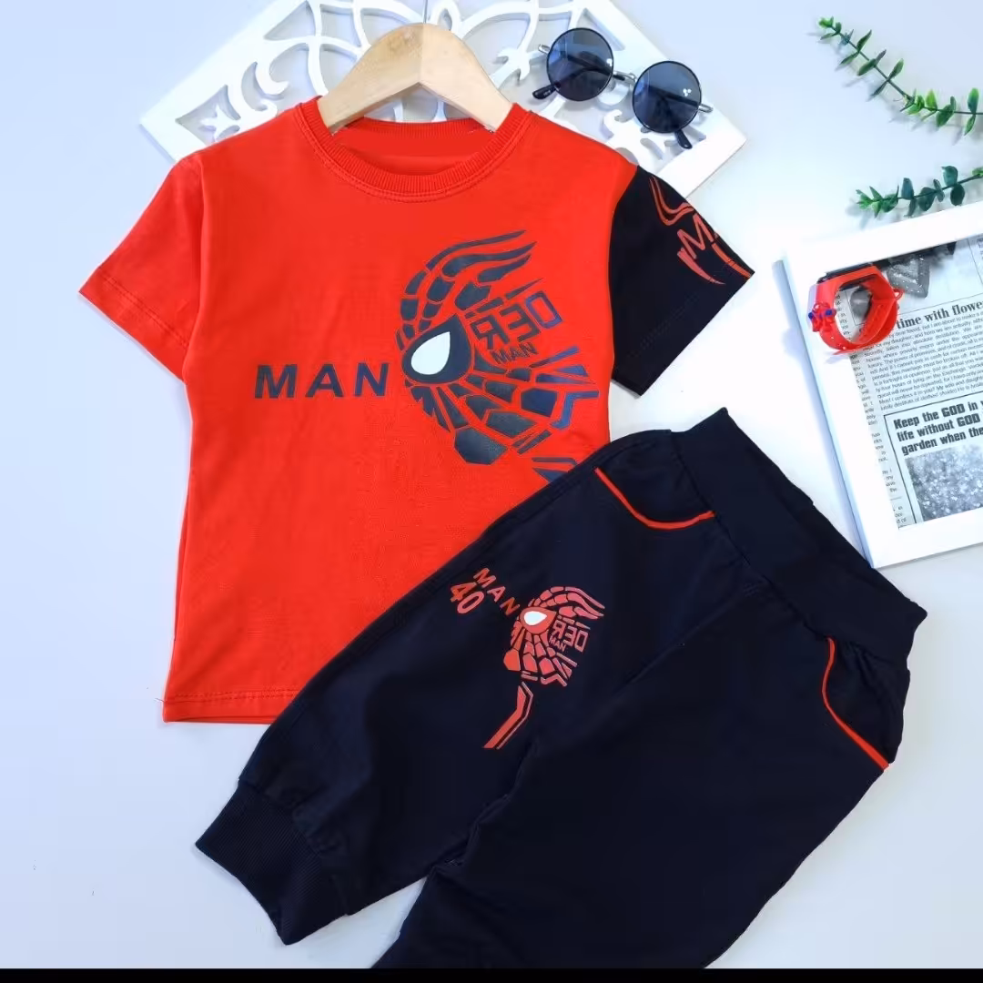 تیشرت و شلوارک پسرانه سایز 40 تا 55 طرح مرد عنکبوتی ارسال رایگان 
