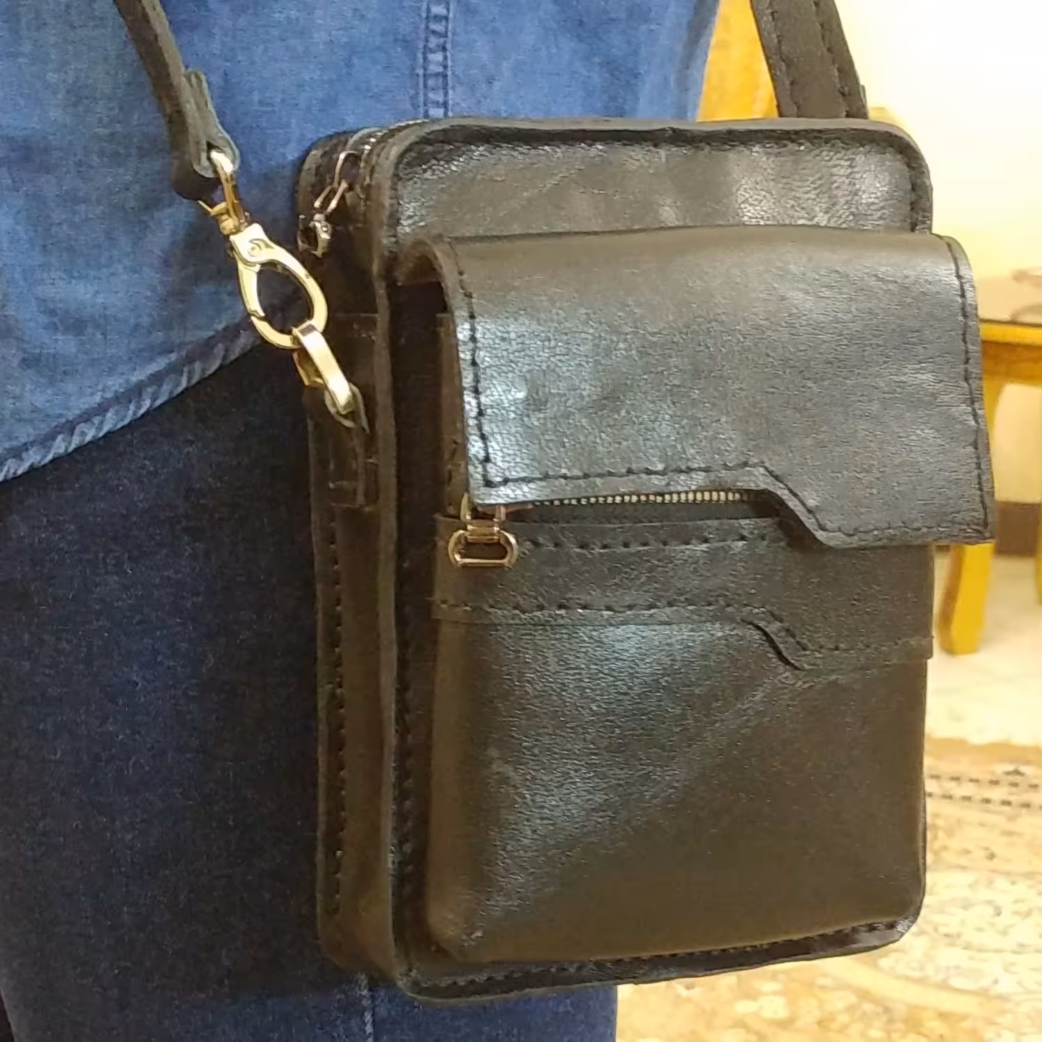 کیف چرم طبیعی دست دوز اسپرت مردانه 