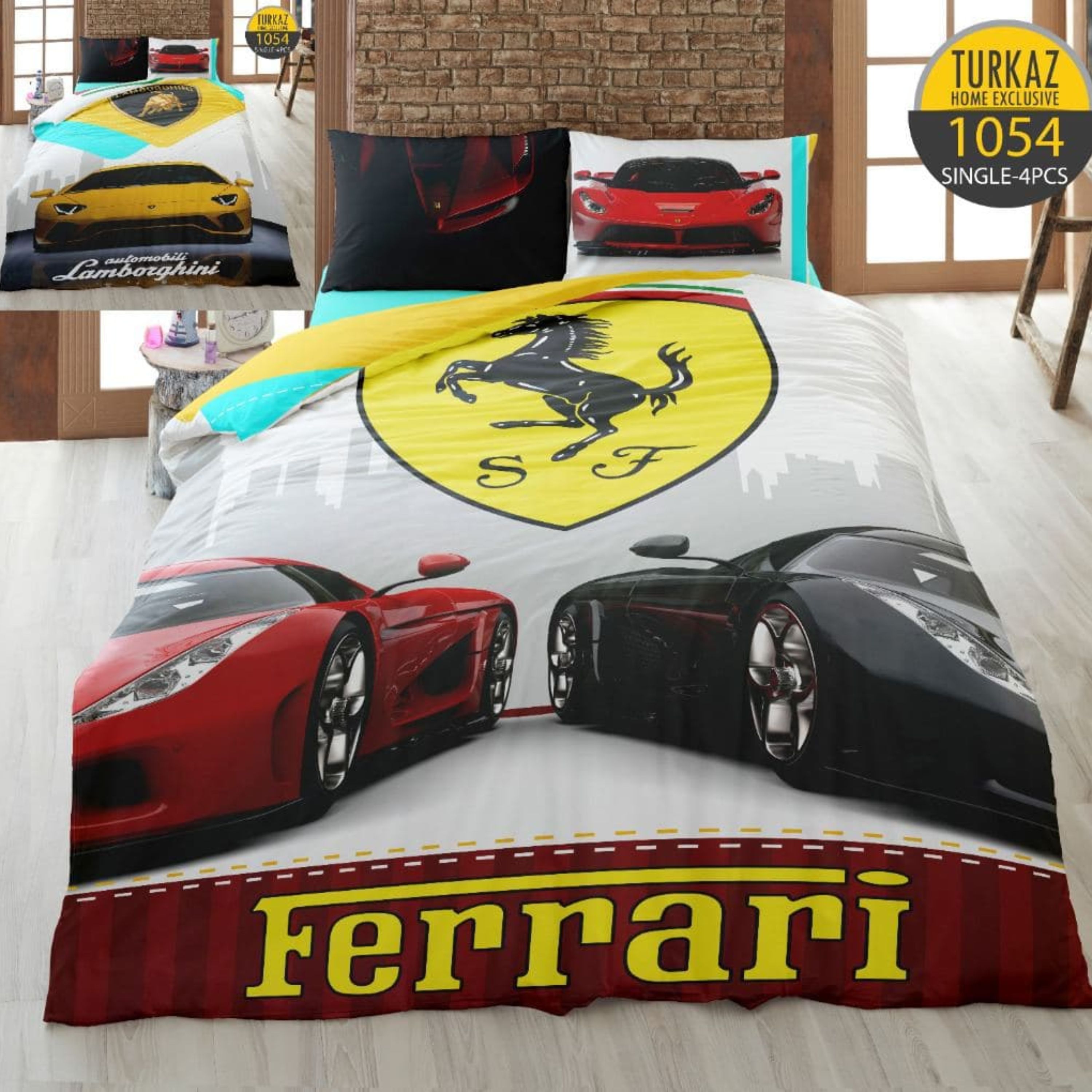 سرویس لحاف روتختی 1 نفره چاپی تنسل برند ترکاز(Turkaz) کد 1054