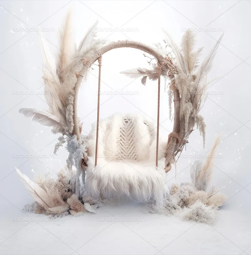 بک دراپ عکاسی تاب با نخ کنفی | گرافیک با طعم تربچه