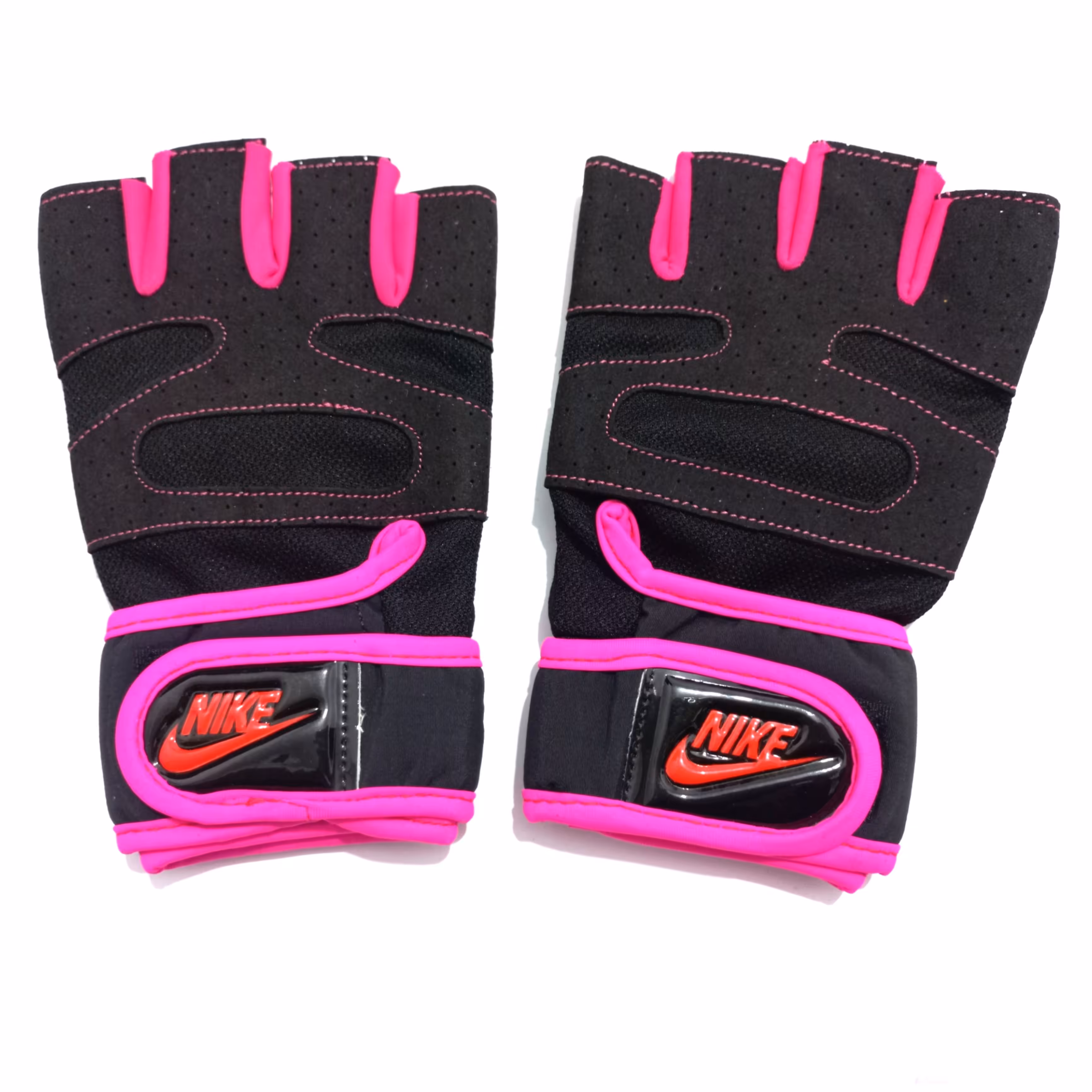 دستکش نیمه بدن سازی مشکی صورتی مدل نایک