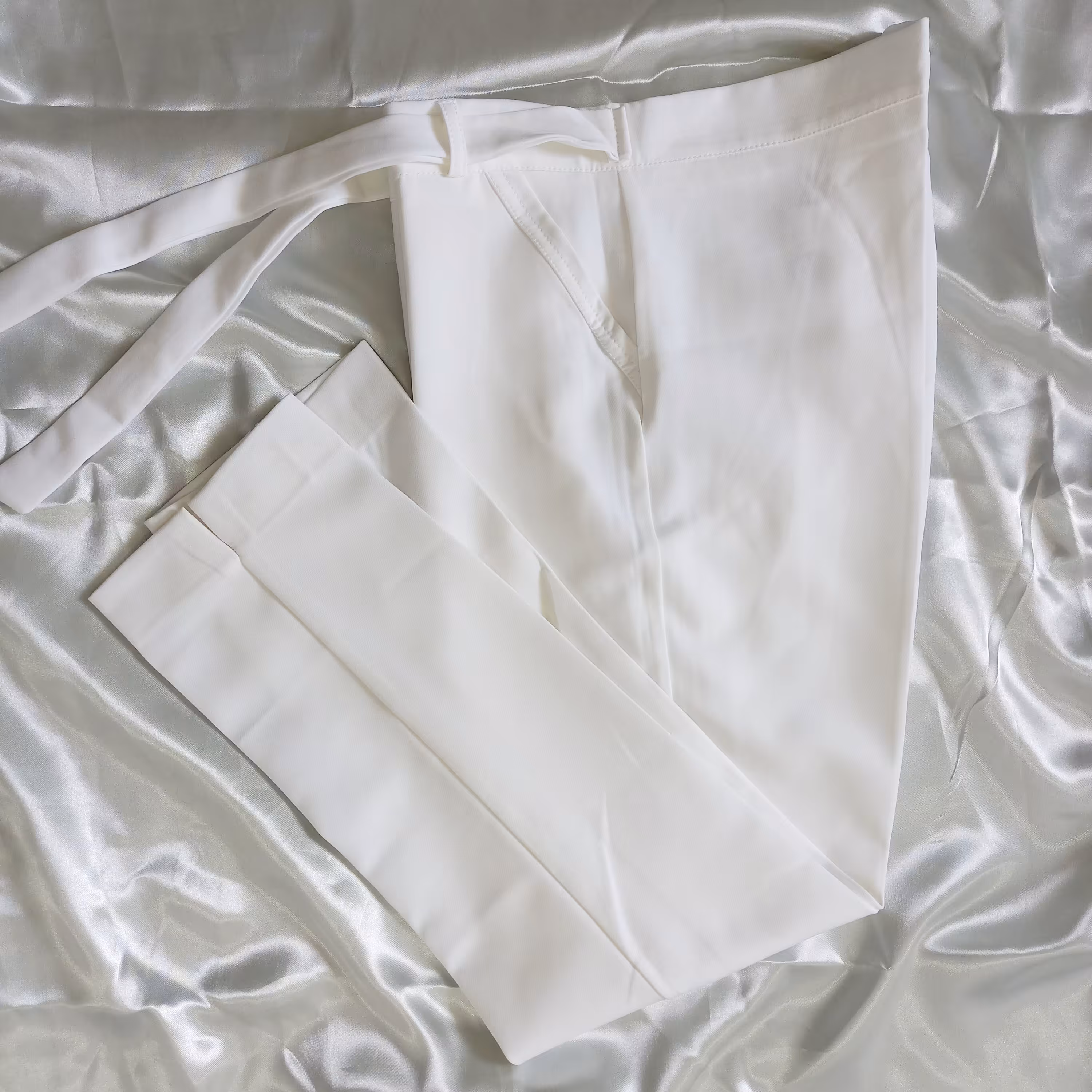 شلوار مازراتی زنانه رنگ سفید قد 90 سایز 42