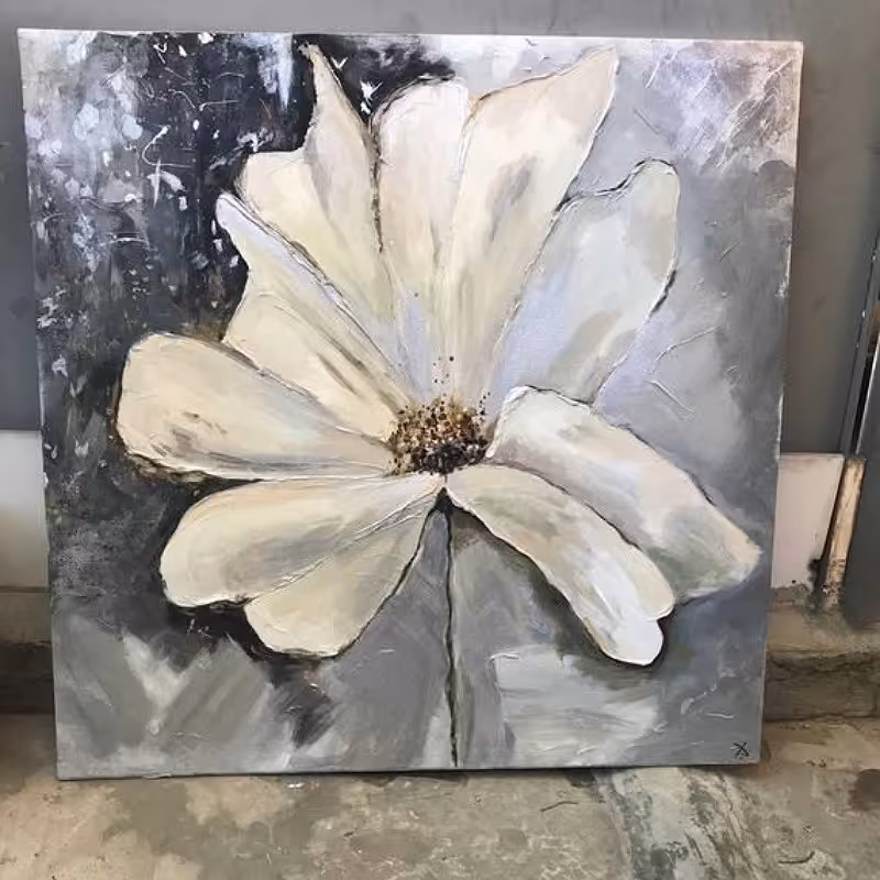 تابلو  نقاشی مدرن برجسته  گل سفید
ابعاد 70 در  70