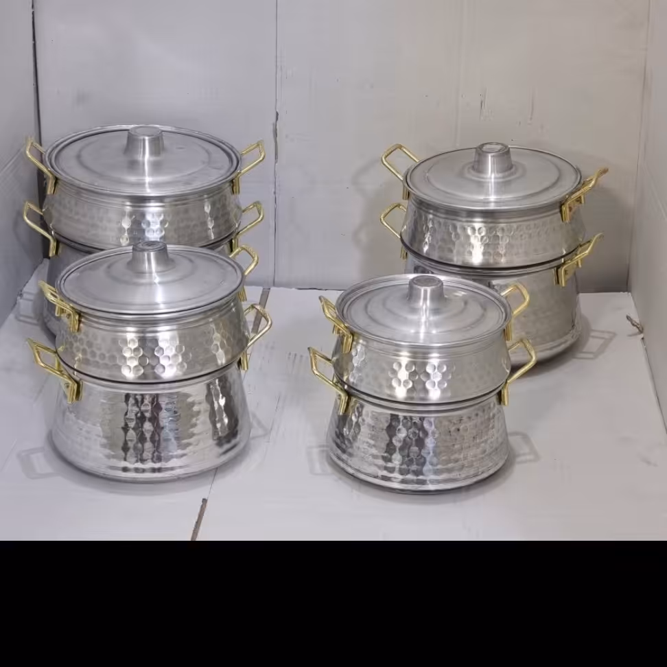 سرویس دیگچه 12پارچه چکشی  دسته طلایی