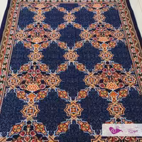 گلیم ماشینی یک در یک و نیم طرح بوته سرمه ای