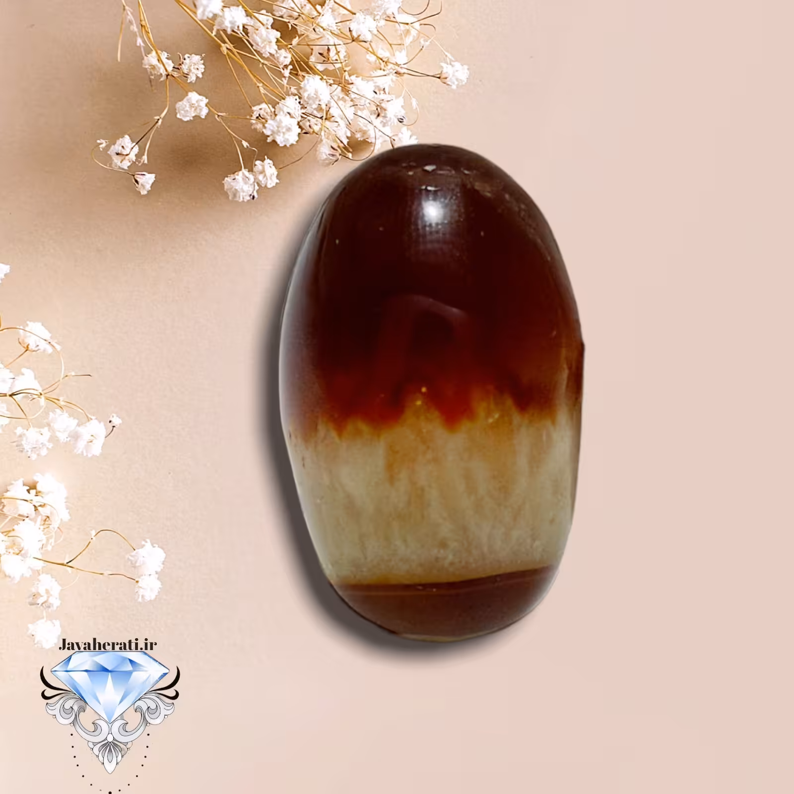 مهره عقیق کوارتز سلیمانی زیباو طبیعی