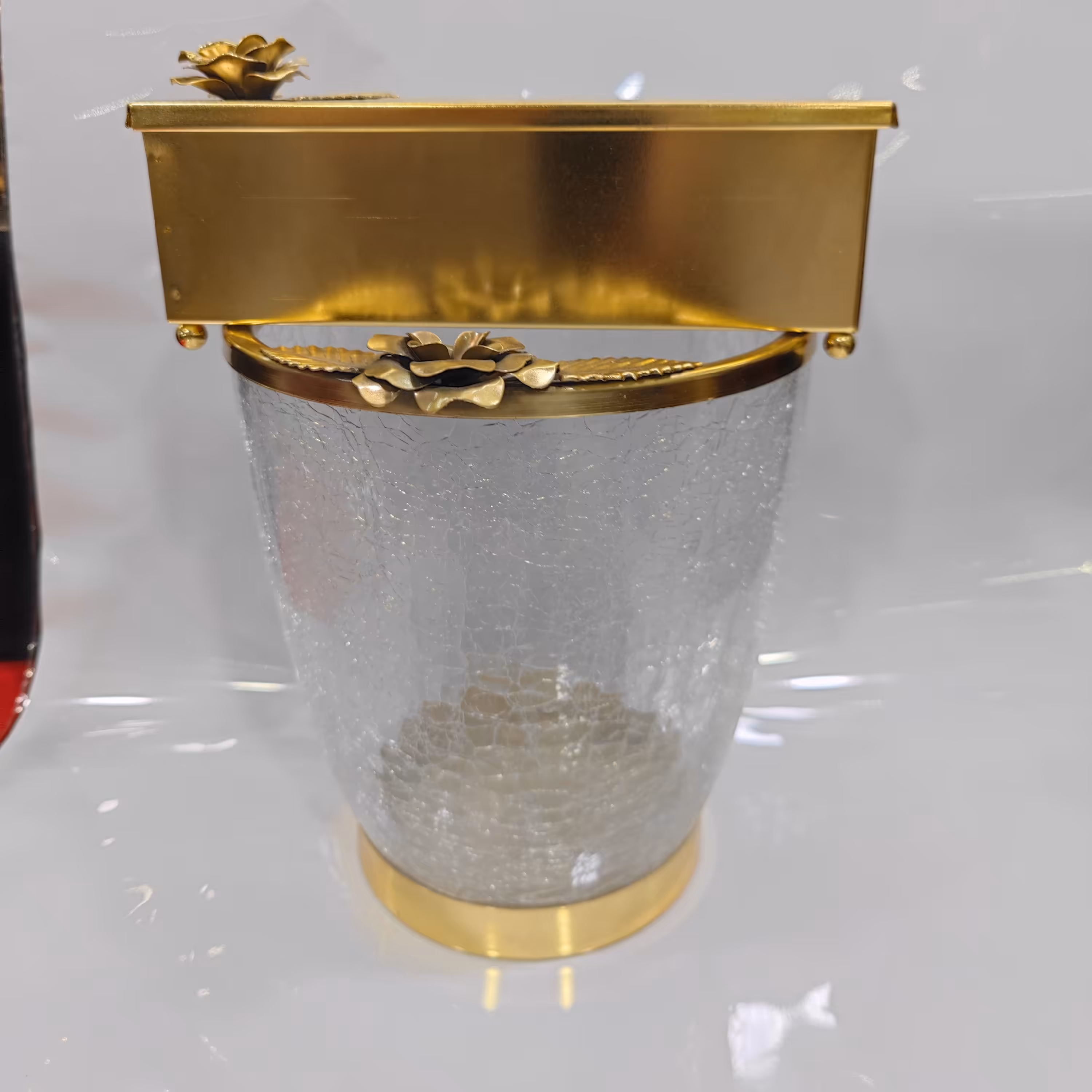 سطل وجادستمالی شیشه ترک طلایی