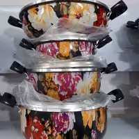 سرویس قابلمه 7 پارچه گرانیت زنبوری با درب شیشه ای در لوازم خانگی کاج 