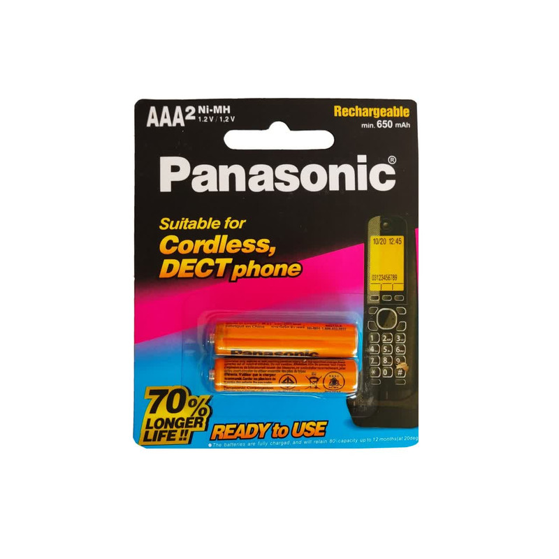 باتری نیم قلمی قابل شارژ پاناسونیک مدل Ni-MH بسته دو عددی