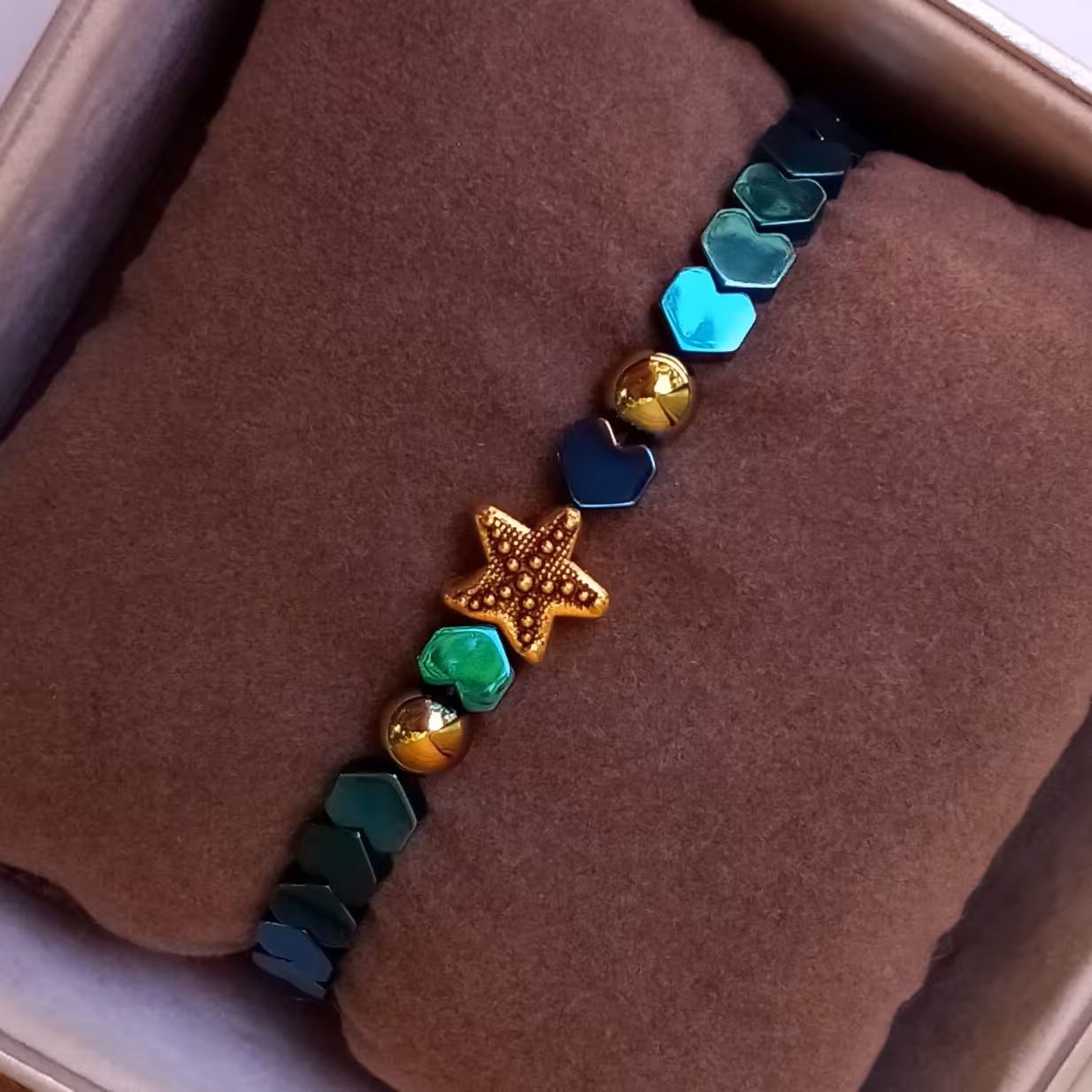 دستبند حدید آبی متالیک ستاره رنگ ثابت دست ساز نیل 