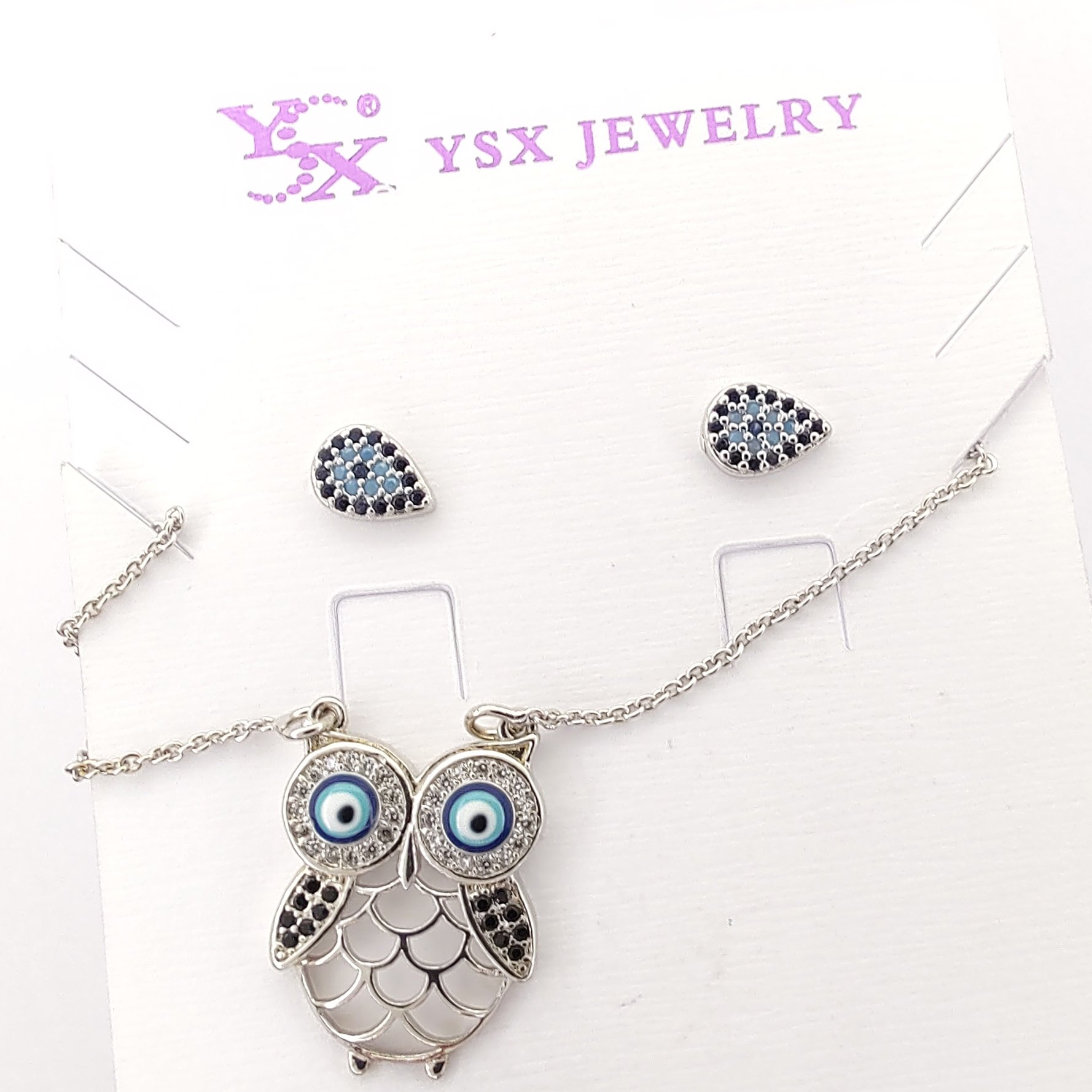 نیم ست   زنانه از برند ysx   مدل جغد  نقره ای