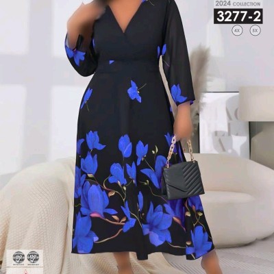 پیراهن مجلسی بیگ سایز کرپ حریر فرانسه3277