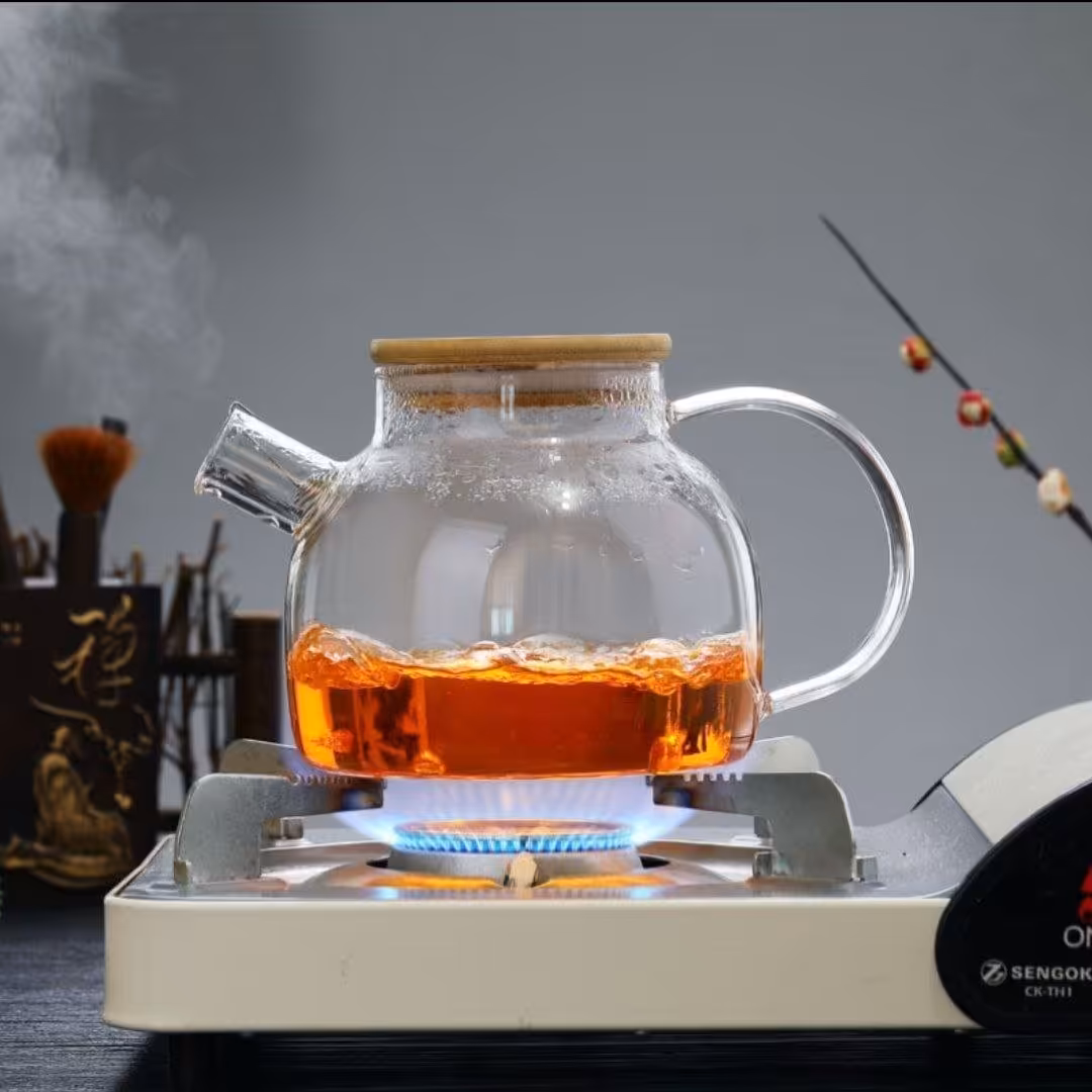 قوری پیرکس شعله مستقیم1100میلی لیتر درب بامبو استیل