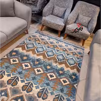 گلیم فرش ماشینی ساوین طرح 4033 رنگ آبی سایز 6 متری (موجودی بگیرید)