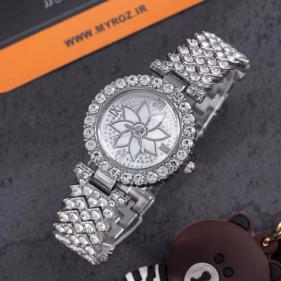 ساعت مچی زنانه نگین دار والار WALAR مدل 1566 دارای جعبه کادویی و باطری اضافه