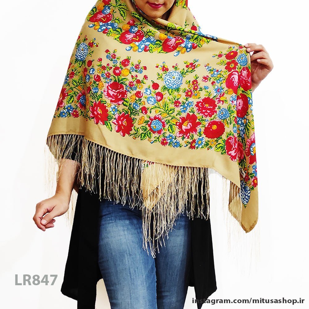 روسری ترکمن طرح گیلاس کرم تیره