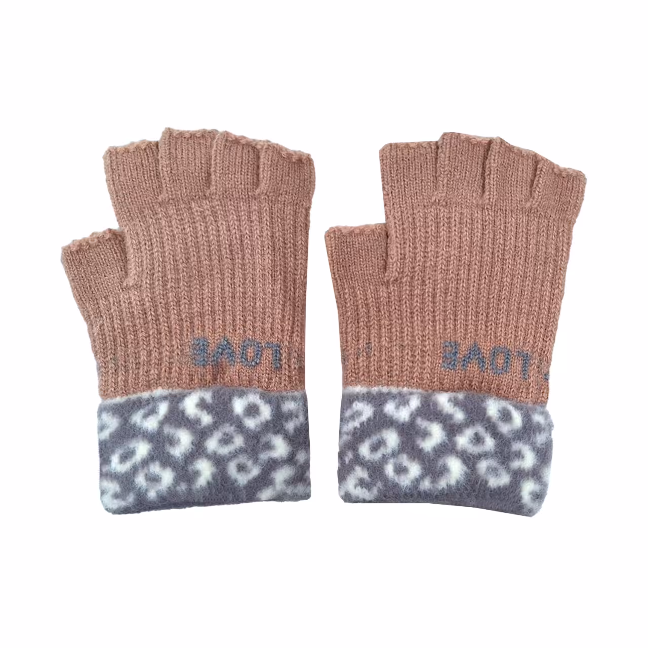 دستکش بافتنی زنانه طرح LOVE کد 1528 رنگ کالباسی