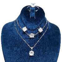 ست نقره 925 وارداتی با روکش طلاسفید مدل تک نگین