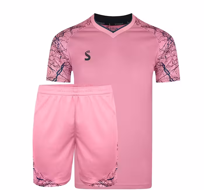 پیراهن شورت تیمی سرمه ای صورتی طرح رعد و برق سینا اسپرت