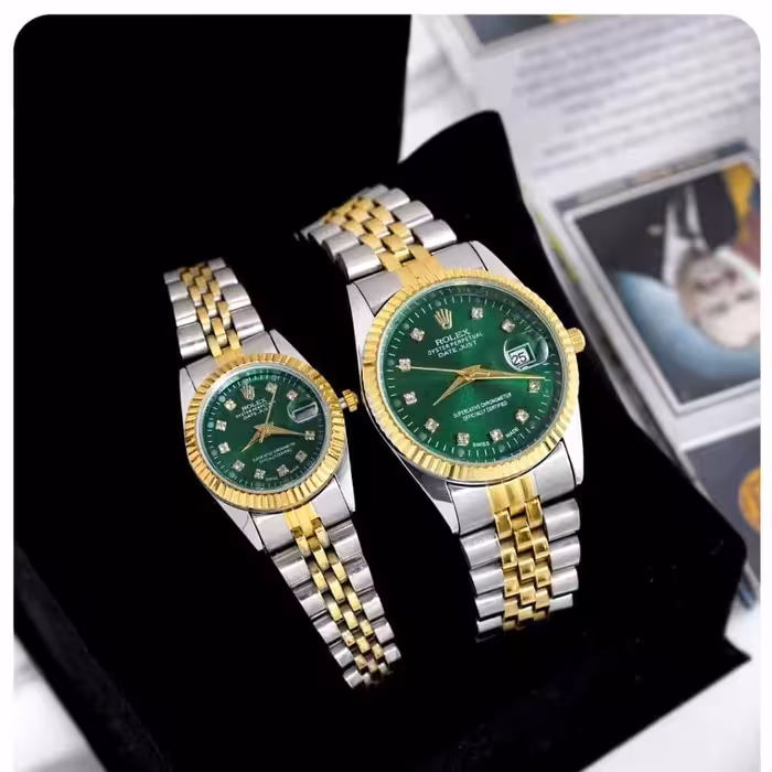 ست ساعت مچی رولکس سبز  دیت جاس کلاسیک مدل 1403 باجعبه و باتری 