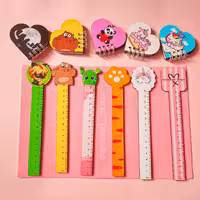 خط کش چوبی فانتزی 15 سانتی متری  طرح مختلف لوازم تحریر دانش آموزی 