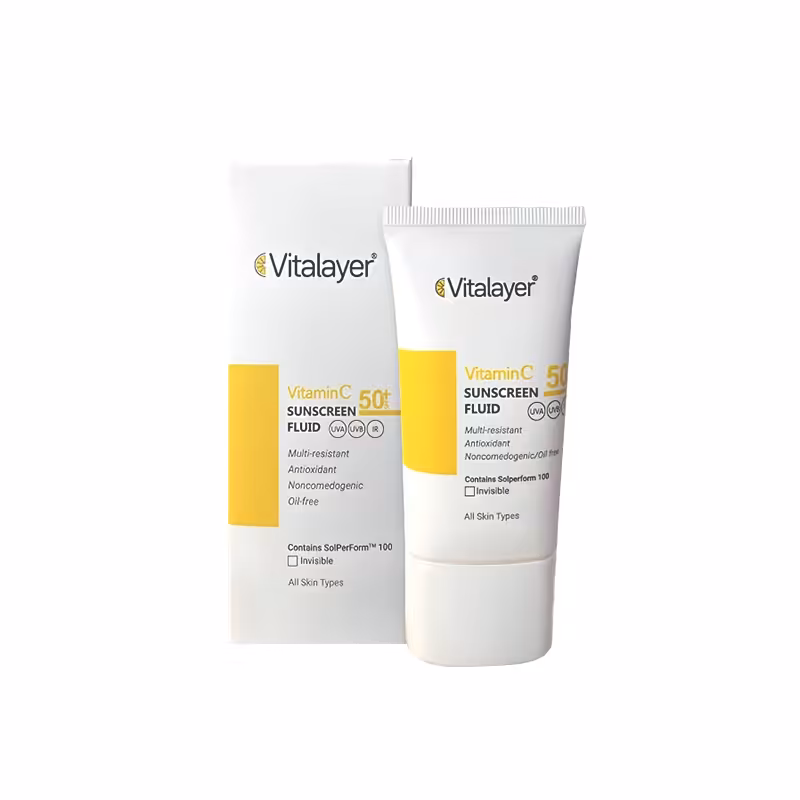 خرید | کرم ضدآفتاب SPF 50 بی رنگ ویتامین C ویتالیر حجم 40 میل