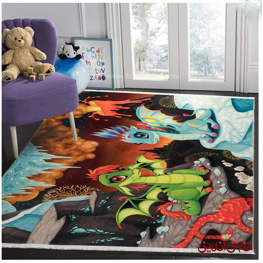 فرش ماشینی کودک کلاریس طرح دراگون  کد 100215