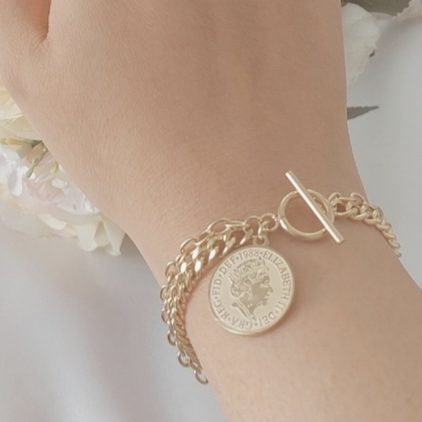 دستنبد دولاین استیل قفلT با پلاک الیزابت 