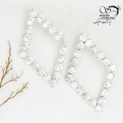 گوشواره جواهری لوزی طرح کلاسیک کد 12226