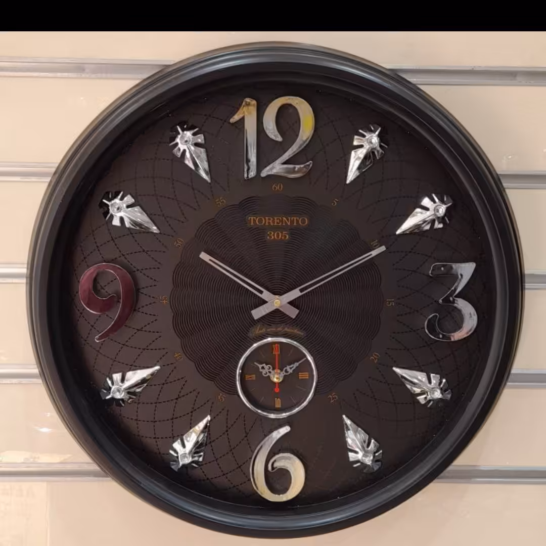 ساعت  دیواری  مدل  تورنتو  305 دو موتوره  سایز 60 سانتی  متر  وارسال باتیپاکس هزینه بامشتری درب منزل 