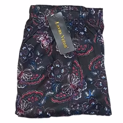 شلوار نخی گیاهی وارداتی طرح پروانه شلوار راحتی زنانه شلوار گیاهی دخترا