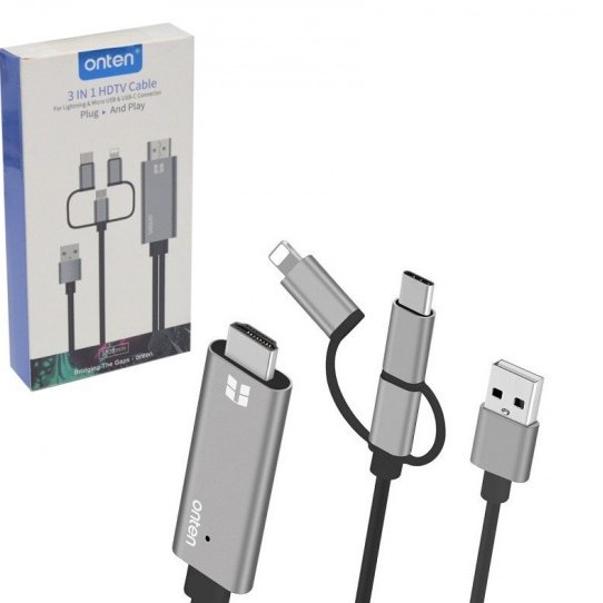 کابل تبدیل HDMI به USB-C microUSB  Lightning اونتن (ONTEN) مدل OTN-7537A
