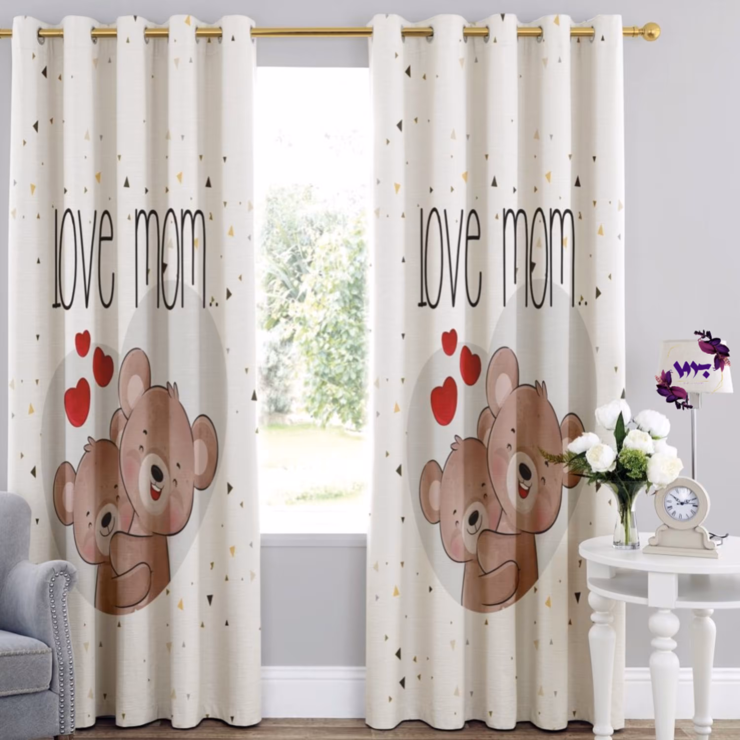 پرده اتاق کودک طرح خرس و مادر بروا گالری با کیفیت و دوخت 