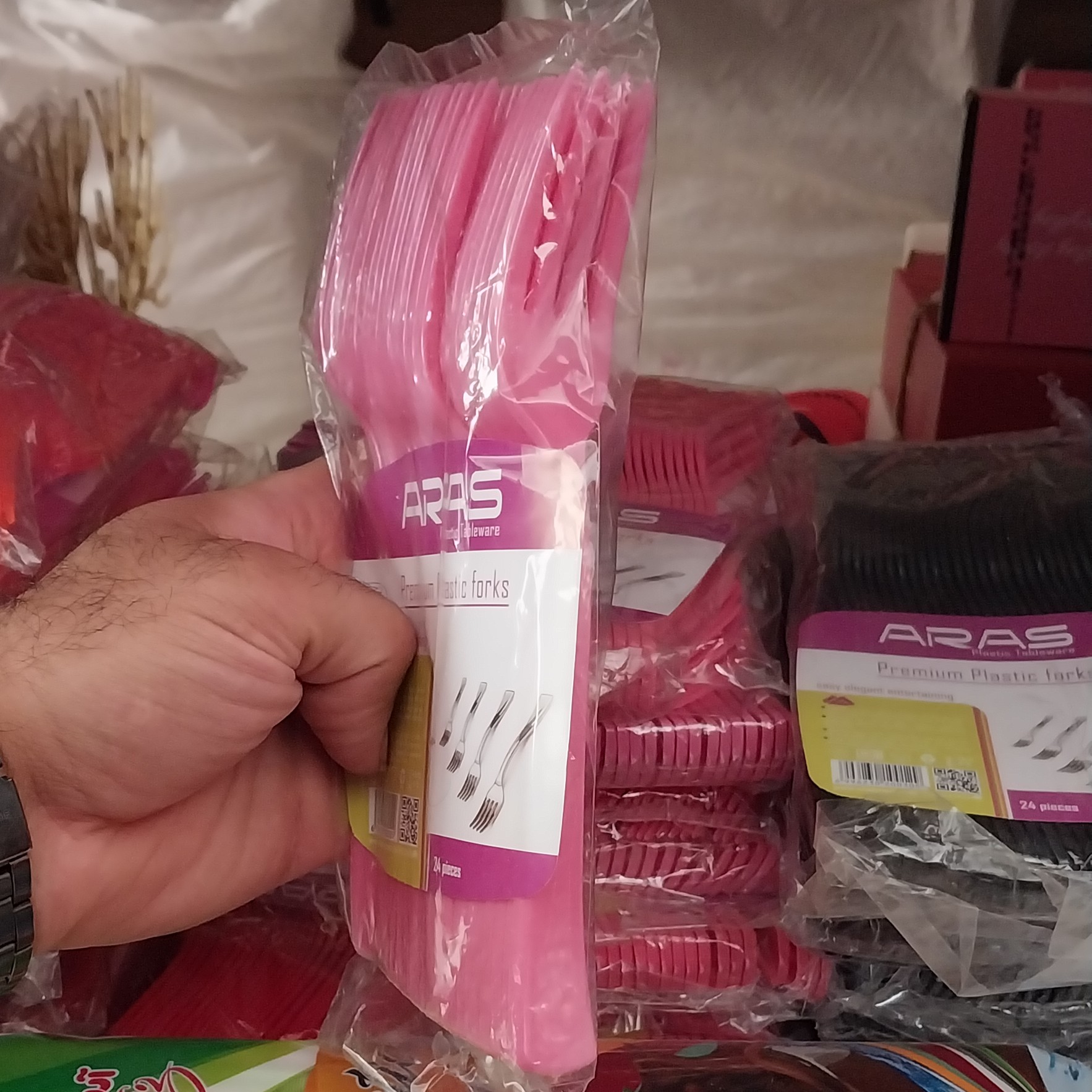 چنگال 24 عددی رنگ صورتی